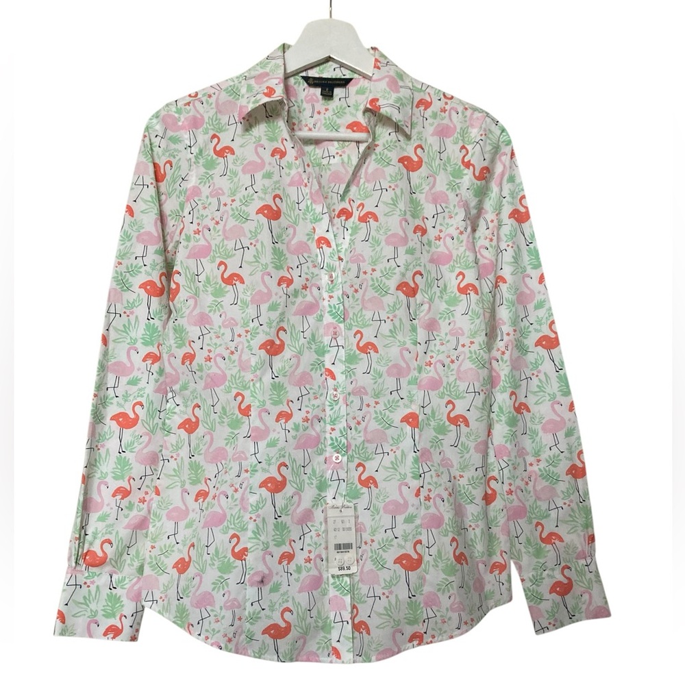 Brooks Brothers Flamingo Print Button-Down Shirt – 100% Cotton